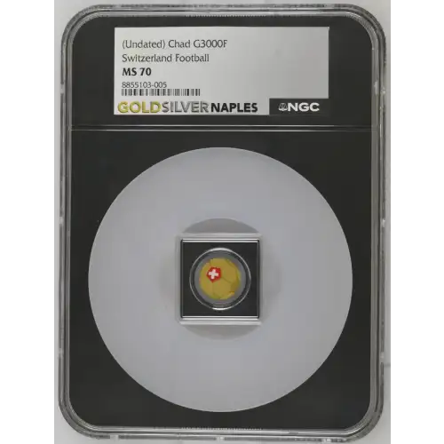 ND - 1/1000oz Switzerland Football Gold Coin - Chad G3000F - NGC MS70 (D-3)